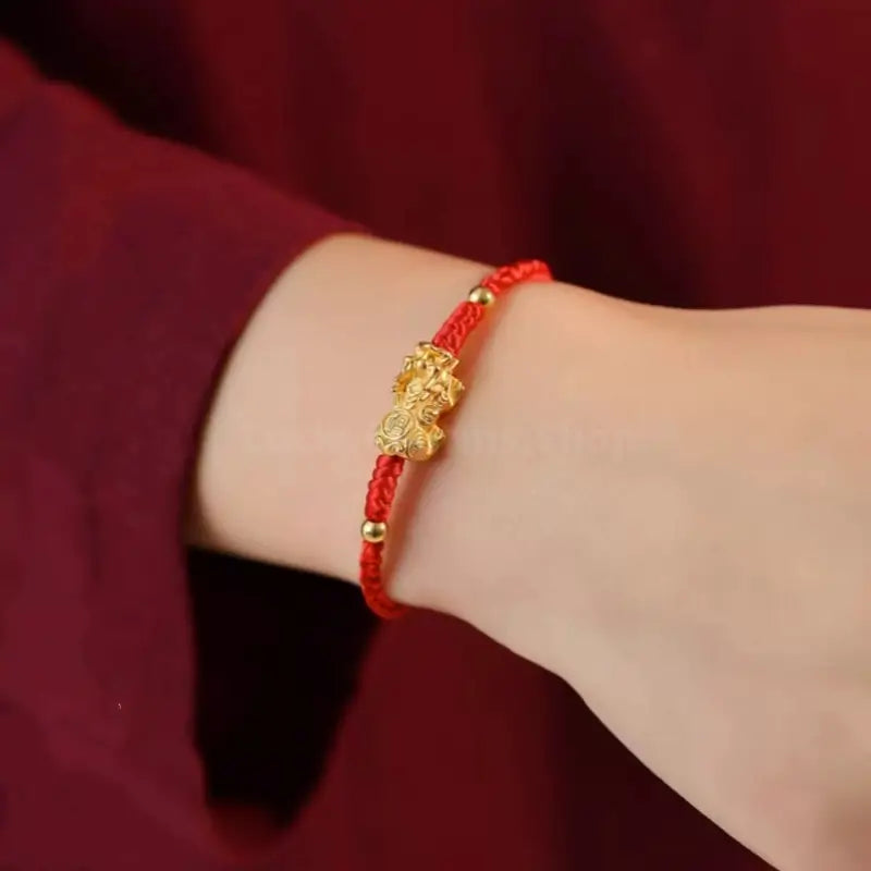 Sterling Silver Gold-Plated Enpowered Pixiu Bracelet | Wealth-Attracting & Luck Bracelet-LuckyCharms.Shop