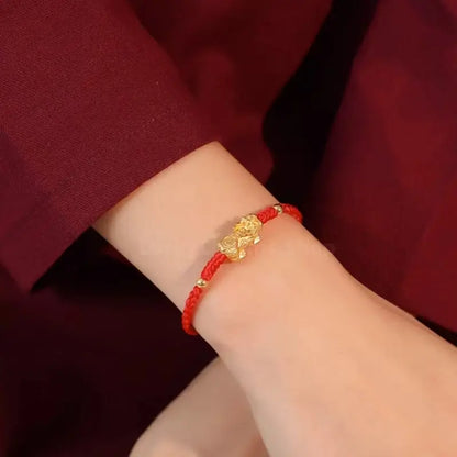 Sterling Silver Gold-Plated Enpowered Pixiu Bracelet | Wealth-Attracting & Luck Bracelet-LuckyCharms.Shop