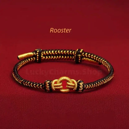 Longhu Mountain Blessing Heaven-Earth Ring Zodiac Guardian Braided Taoist Bracelet Giftable-LuckyCharms.Shop