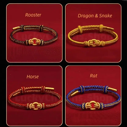 Longhu Mountain Blessing Heaven-Earth Ring Zodiac Guardian Braided Taoist Bracelet Giftable-LuckyCharms.Shop