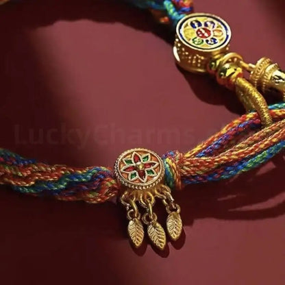 Tibetan Reincarnation Knot Prayer Wheel Blessing Braided Hand Rope Protection-LuckyCharms.Shop