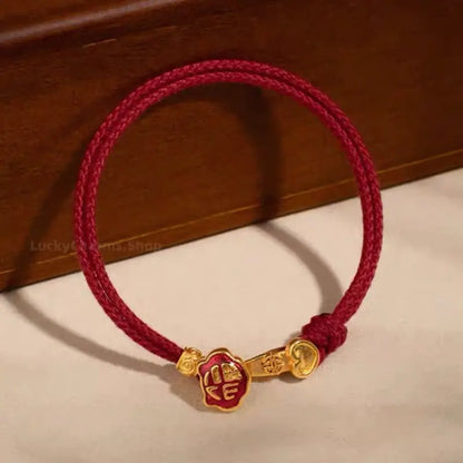 Ruyi Buckle Red String Bracelet | Gold-Plated Lucky Charm Bracelet DIY-LuckyCharms.Shop