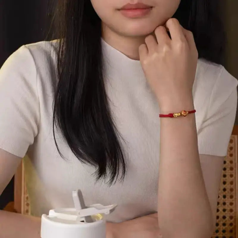 Ruyi Buckle Red String Bracelet | Gold-Plated Lucky Charm Bracelet DIY-LuckyCharms.Shop