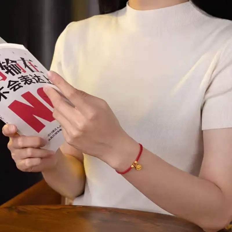 Ruyi Buckle Red String Bracelet | Gold-Plated Lucky Charm Bracelet DIY-LuckyCharms.Shop