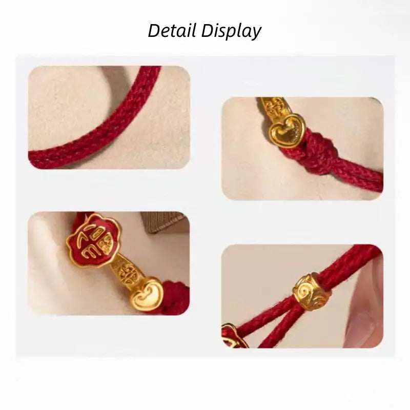 Ruyi Buckle Red String Bracelet | Gold-Plated Lucky Charm Bracelet DIY-LuckyCharms.Shop