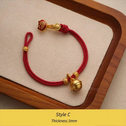 Ruyi Buckle Red String Bracelet | Gold-Plated Lucky Charm Bracelet DIY-LuckyCharms.Shop