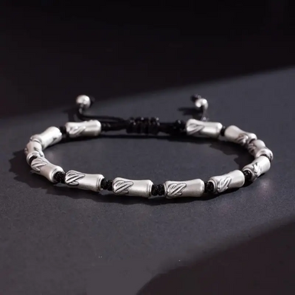 Bracelet Lu Lu Tong en argent sterling pour homme | Forme de nœud en bambou, texture mate, résistant à l'usure, bijou porte-bonheur pour la réussite professionnelle