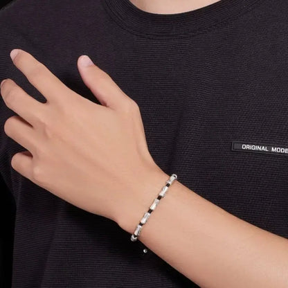 Bracelet Lu Lu Tong en argent sterling pour homme | Forme de nœud en bambou, texture mate, résistant à l'usure, bijou porte-bonheur pour la réussite professionnelle