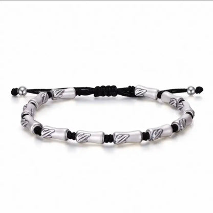 Bracelet Lu Lu Tong en argent sterling pour homme | Forme de nœud en bambou, texture mate, résistant à l'usure, bijou porte-bonheur pour la réussite professionnelle