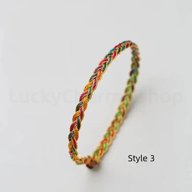 Snake-textured Three Colorful Braided Hand Rope Bracelet-LuckyCharms.Shop