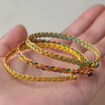 Snake-textured Three Colorful Braided Hand Rope Bracelet-LuckyCharms.Shop