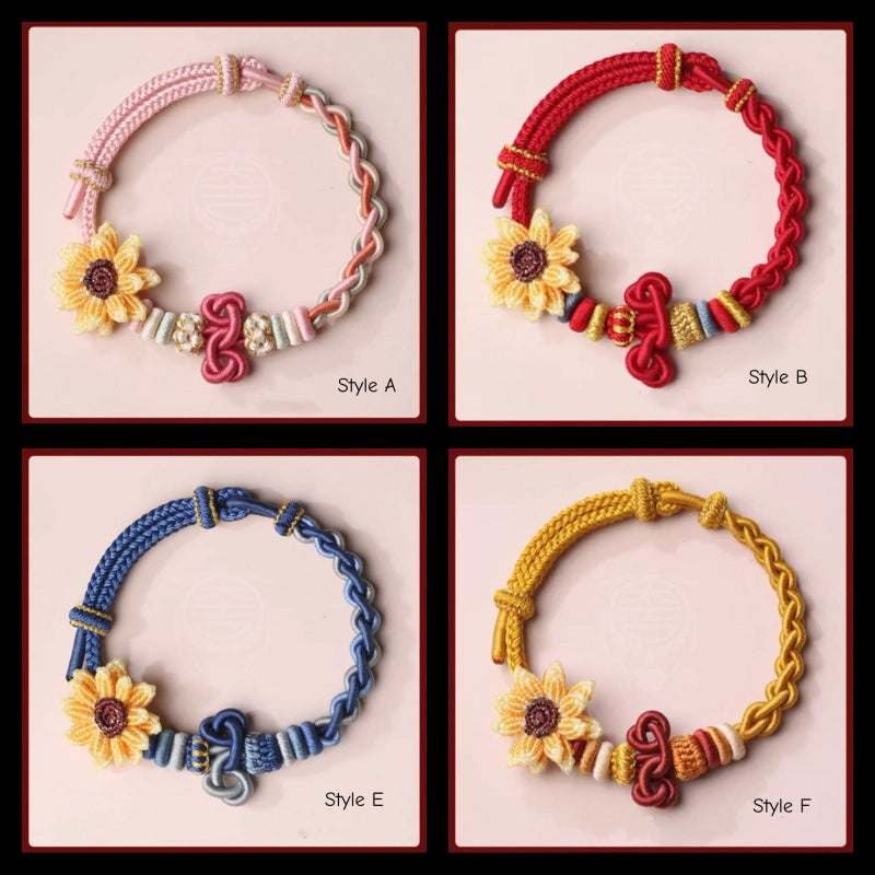 Wutai Blessed Wenchang Knot Sunflower Braided Bracelet for Exams & Career