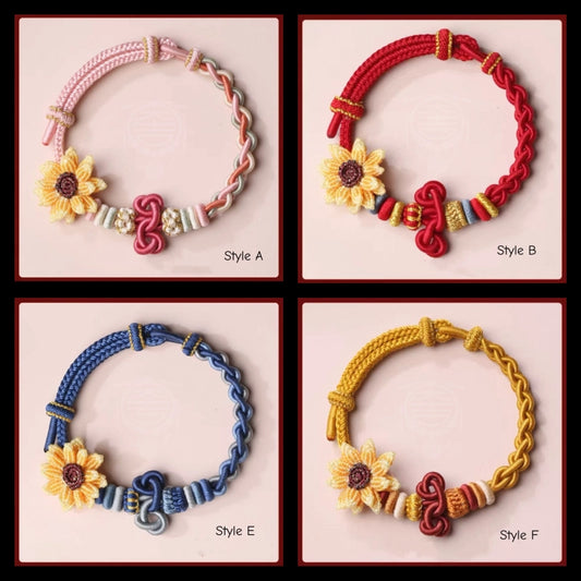 Wutai Blessed Wenchang Knot Sunflower Braided Bracelet for Exams & Career