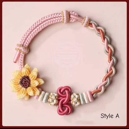 Wutai Blessed Wenchang Knot Sunflower Braided Bracelet for Exams & Career