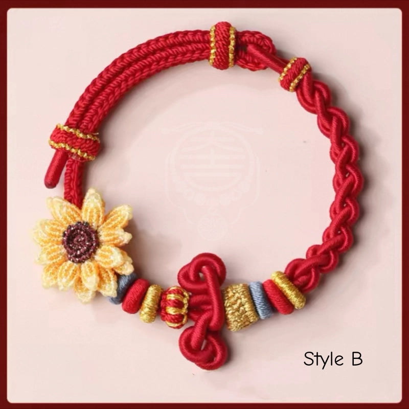 Wutai Blessed Wenchang Knot Sunflower Braided Bracelet for Exams & Career