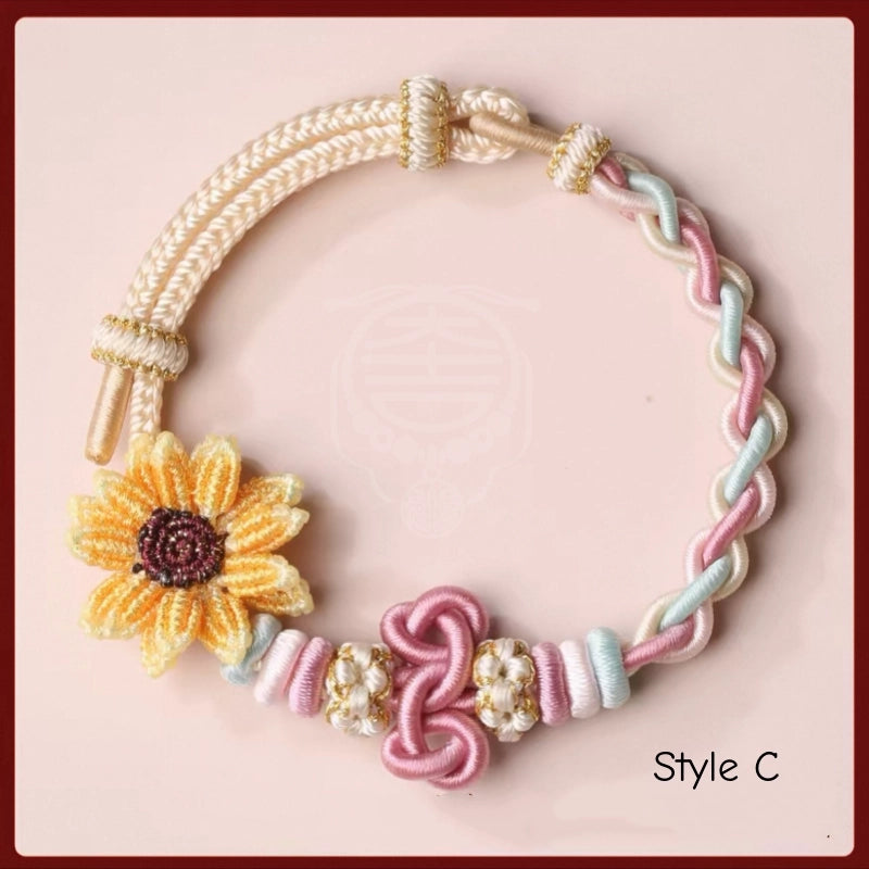 Wutai Blessed Wenchang Knot Sunflower Braided Bracelet for Exams & Career