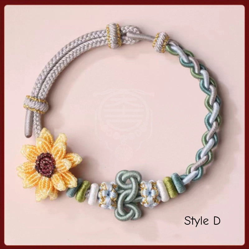 Wutai Blessed Wenchang Knot Sunflower Braided Bracelet for Exams & Career