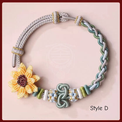 Wutai Blessed Wenchang Knot Sunflower Braided Bracelet for Exams & Career