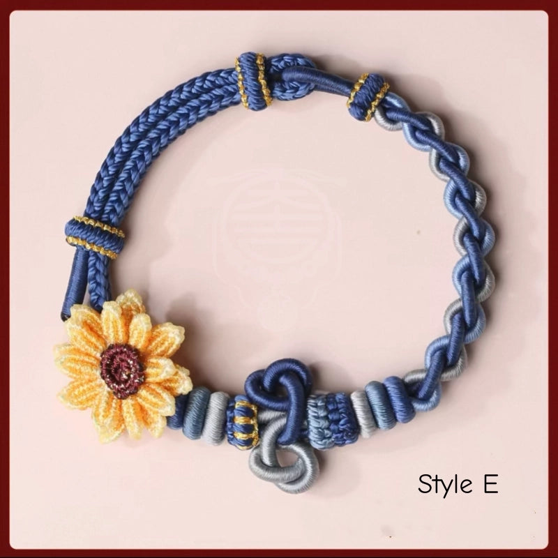 Wutai Blessed Wenchang Knot Sunflower Braided Bracelet for Exams & Career