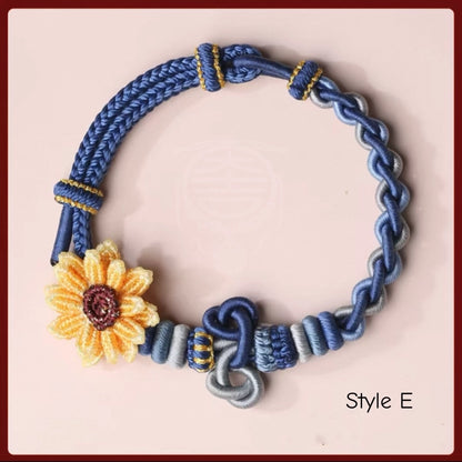 Wutai Blessed Wenchang Knot Sunflower Braided Bracelet for Exams & Career