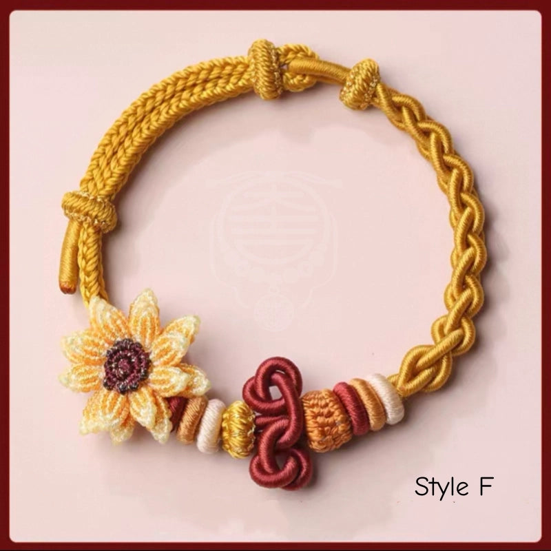 Wutai Blessed Wenchang Knot Sunflower Braided Bracelet for Exams & Career