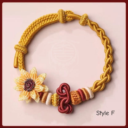 Wutai Blessed Wenchang Knot Sunflower Braided Bracelet for Exams & Career