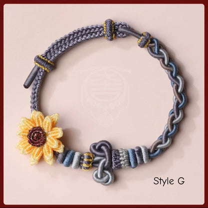 Wutai Blessed Wenchang Knot Sunflower Braided Bracelet for Exams & Career