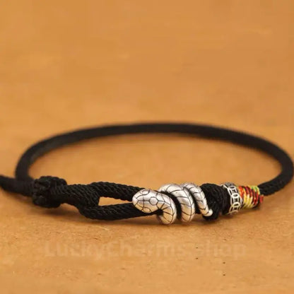 925 Silver Snake Braided Rope Bracelet - Fortune Protection Handmade Jewelry-LuckyCharms.Shop