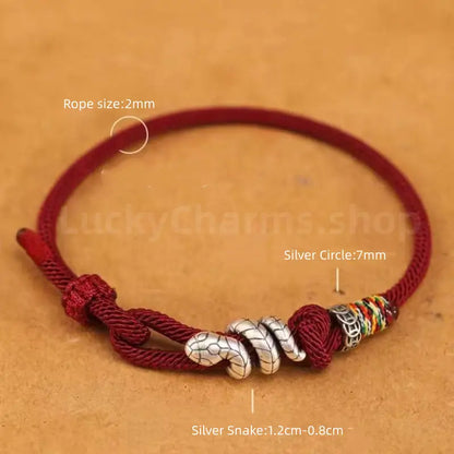 925 Silver Snake Braided Rope Bracelet - Fortune Protection Handmade Jewelry-LuckyCharms.Shop