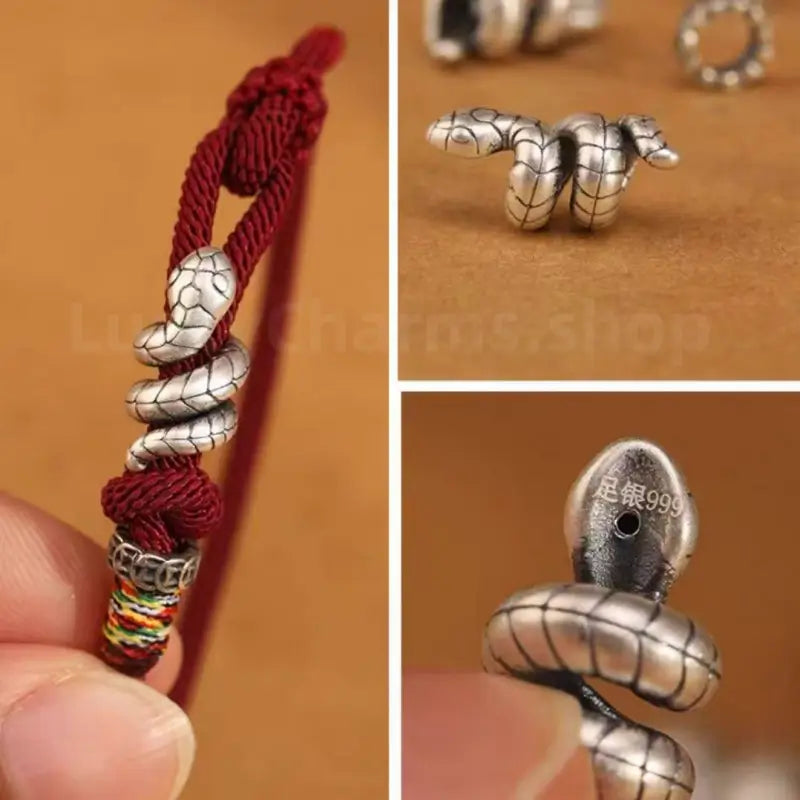 925 Silver Snake Braided Rope Bracelet - Fortune Protection Handmade Jewelry-LuckyCharms.Shop