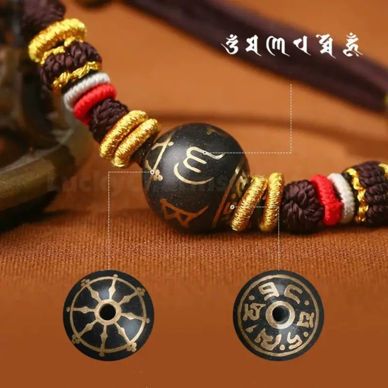 Potala Palace Six-Syllable Mantra Incense Ash Blessing Fortune-Turning Bead Braided Bracelet-LuckyCharms.Shop