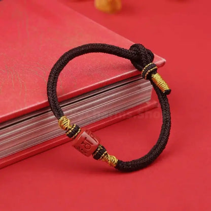 Enpowered Six-Syllable Mantra Cinnabar Fortune-Turning Bead Braided Bracelet-LuckyCharms.Shop