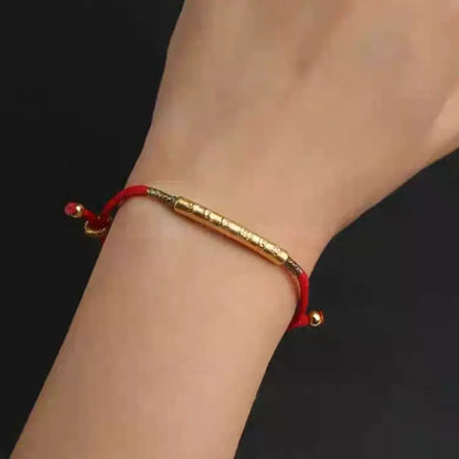 999 Silver Gold-Plated Six-Syllable Mantra Red Bracelet for Success Wealth Luck Protection-LuckyCharms.Shop