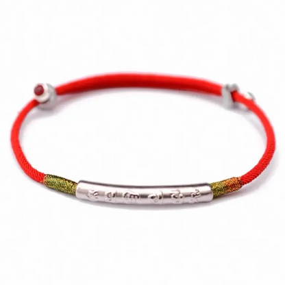 999 Silver Gold-Plated Six-Syllable Mantra Red Bracelet for Success Wealth Luck Protection-LuckyCharms.Shop