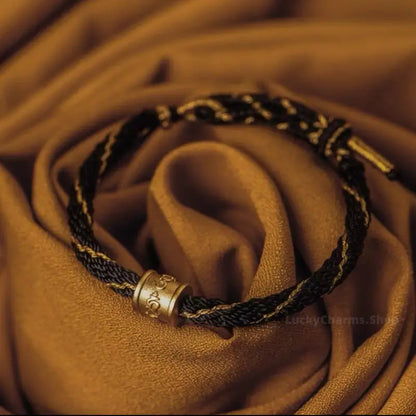 Tibetan 24K Gold-Plated Six-Syllable Mantra Fortune-Turning Bead Couple Bracelets-LuckyCharms.Shop