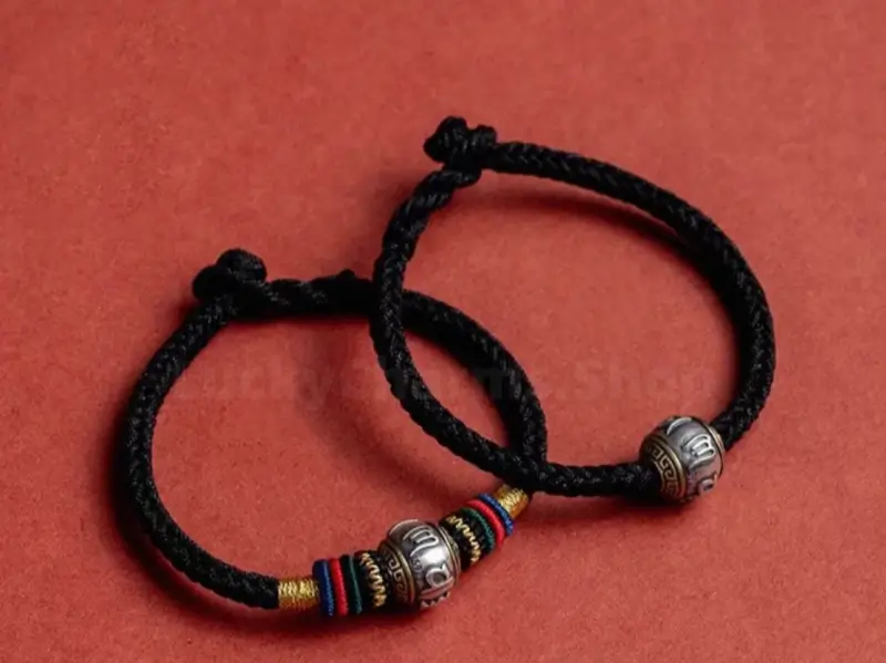 Mount Putuo Blessing 925 Silver Six-Word Mantra Fortune-Turning Bead Braided Bracelet-LuckyCharms.Shop