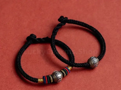 Mount Putuo Blessing 925 Silver Six-Word Mantra Fortune-Turning Bead Braided Bracelet-LuckyCharms.Shop