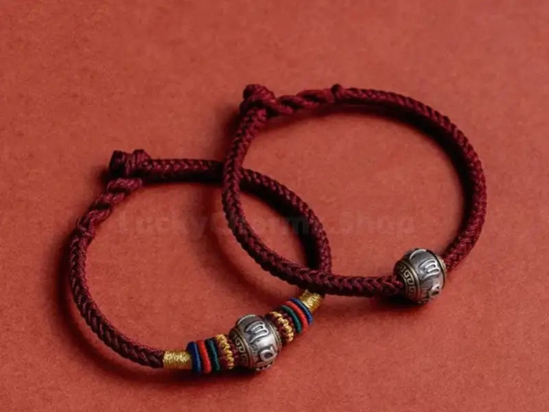 Mount Putuo Blessing 925 Silver Six-Word Mantra Fortune-Turning Bead Braided Bracelet-LuckyCharms.Shop