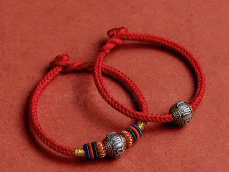 Mount Putuo Blessing 925 Silver Six-Word Mantra Fortune-Turning Bead Braided Bracelet-LuckyCharms.Shop