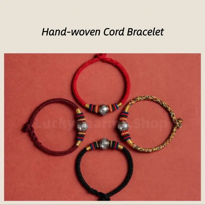 Mount Putuo Blessing 925 Silver Six-Word Mantra Fortune-Turning Bead Braided Bracelet-LuckyCharms.Shop