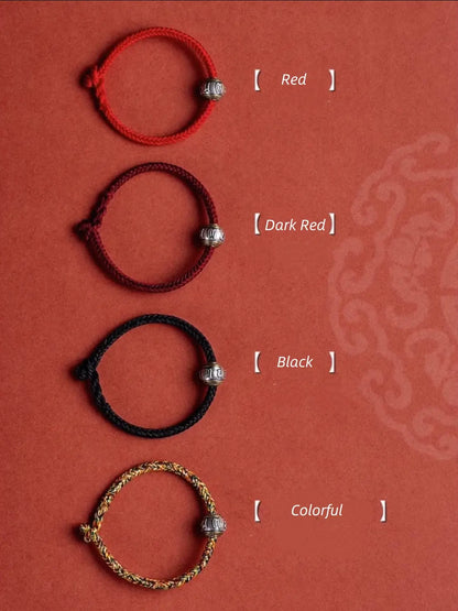 Mount Putuo Blessing 925 Silver Six-Word Mantra Fortune-Turning Bead Braided Bracelet-LuckyCharms.Shop