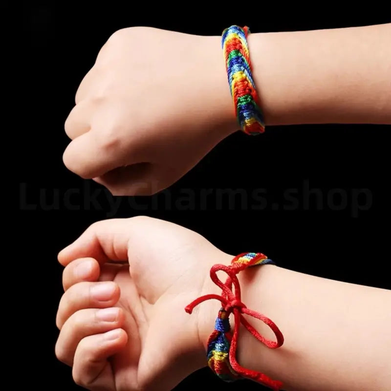 Tibetan Style Colorful Rope Braided Bracelet for Protection Success Luck Health-LuckyCharms.Shop