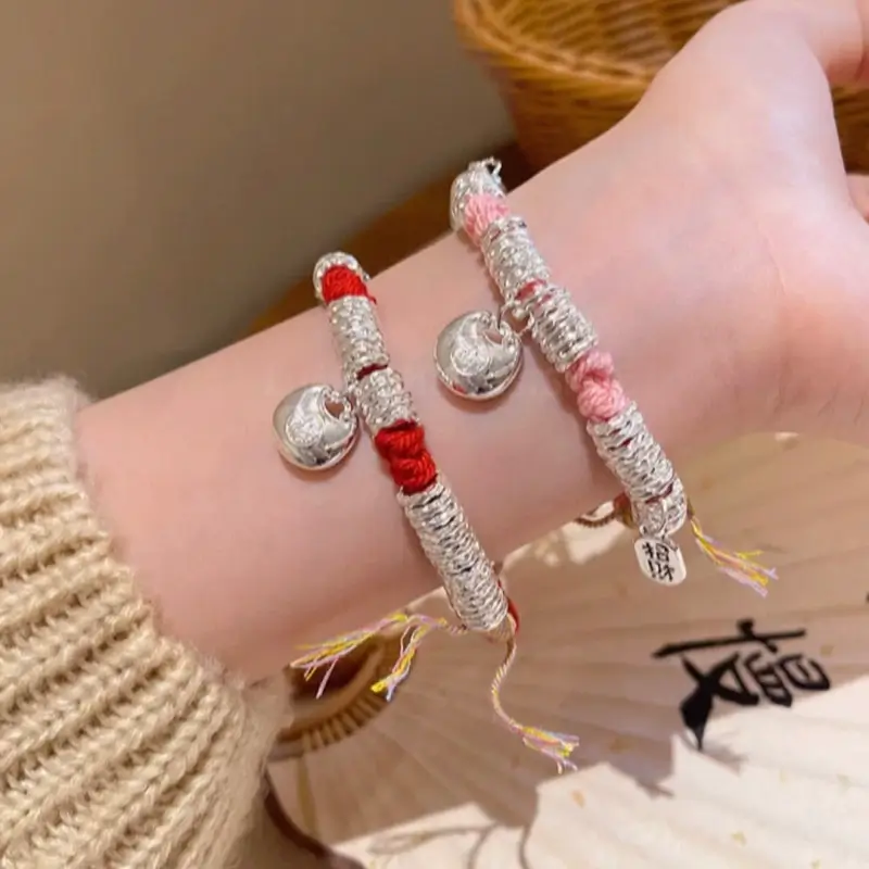 Tibetan-Style Silver-Plated Coiled Wealth-Attracting Pendant Bracelet Auspicious Gift-LuckyCharms.Shop
