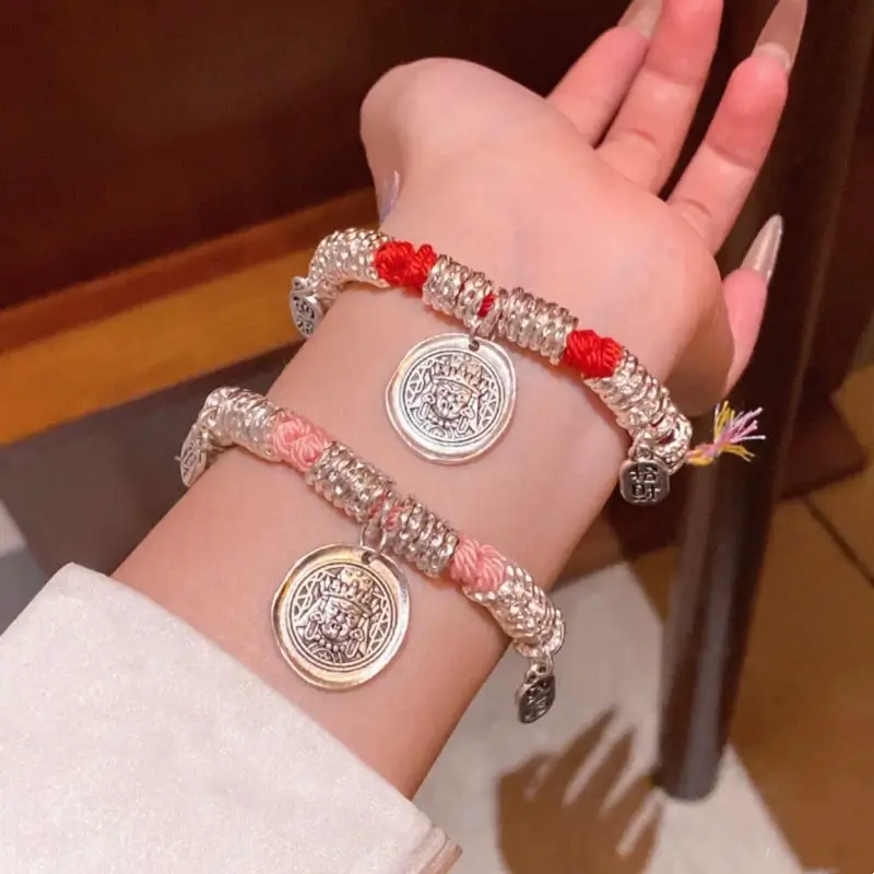 Tibetan-Style Silver-Plated Coiled Wealth-Attracting Pendant Bracelet Auspicious Gift-LuckyCharms.Shop