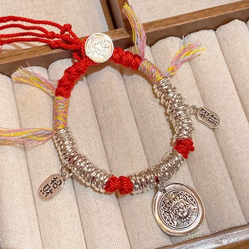 Tibetan-Style Silver-Plated Coiled Wealth-Attracting Pendant Bracelet Auspicious Gift-LuckyCharms.Shop