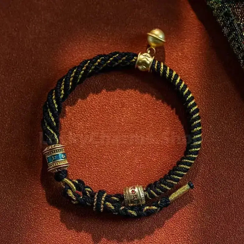 Tibetan Six-Syllable Mantra Fortune-Turning Bead Five-Color Handwoven Bracelet-LuckyCharms.Shop