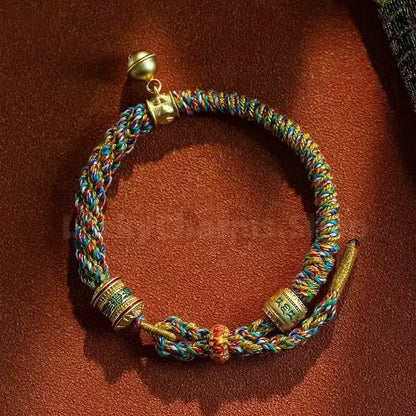 Tibetan Six-Syllable Mantra Fortune-Turning Bead Five-Color Handwoven Bracelet-LuckyCharms.Shop