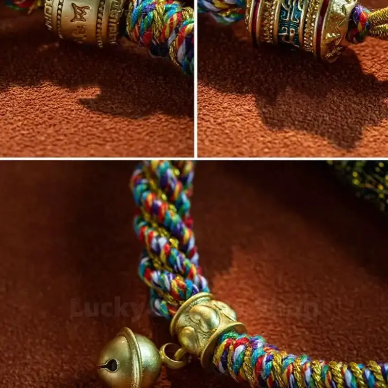 Tibetan Six-Syllable Mantra Fortune-Turning Bead Five-Color Handwoven Bracelet-LuckyCharms.Shop