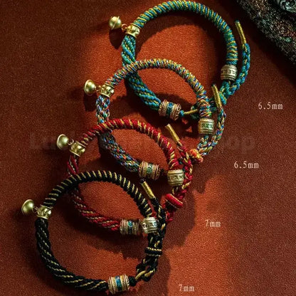 Tibetan Six-Syllable Mantra Fortune-Turning Bead Five-Color Handwoven Bracelet-LuckyCharms.Shop