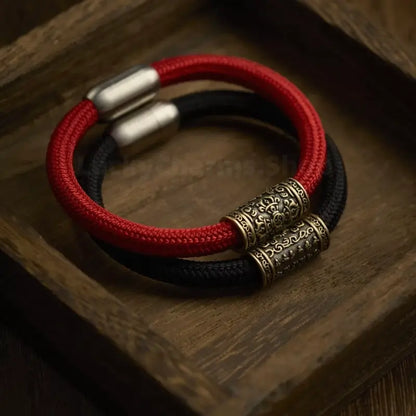 Nine-Vehicle Kasyapa Six-Word Mantra Good Luck Magnetic Clasp Braided Bracelet-LuckyCharms.Shop